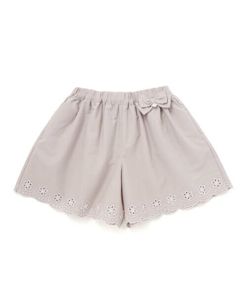 Tartine et Chocolat / タルティーヌ エ ショコラ ショート・ハーフ・半端丈パンツ | 【日本製】裾スカラップ刺しゅうショートパンツ(90〜140cm)（ベージュ）