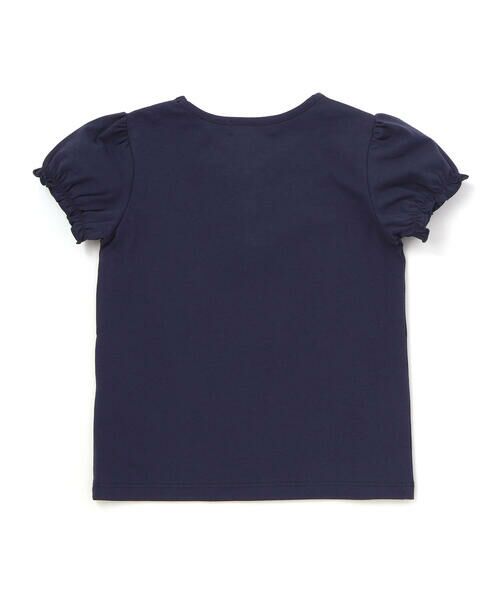 Tartine et Chocolat / タルティーヌ エ ショコラ Tシャツ | 飾りパールボタン付きフリル前立てパフスリーブTシャツ | 詳細4