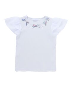 Tartine et Chocolat / タルティーヌ エ ショコラ Tシャツ | 【お揃い】リバティ（MARINA'S WALK）プリントリボンモチーフ 袖シフォンTシャツ(100~140cm)