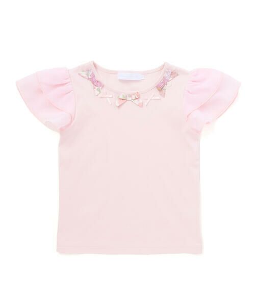 Tartine et Chocolat / タルティーヌ エ ショコラ Tシャツ | 【お揃い】リバティ（MARINA'S WALK）プリントリボンモチーフ 袖シフォンTシャツ(100~140cm) | 詳細4