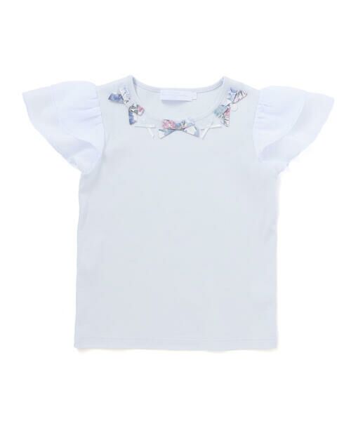 Tartine et Chocolat / タルティーヌ エ ショコラ Tシャツ | 【お揃い】リバティ（MARINA'S WALK）プリントリボンモチーフ 袖シフォンTシャツ(100~140cm) | 詳細7
