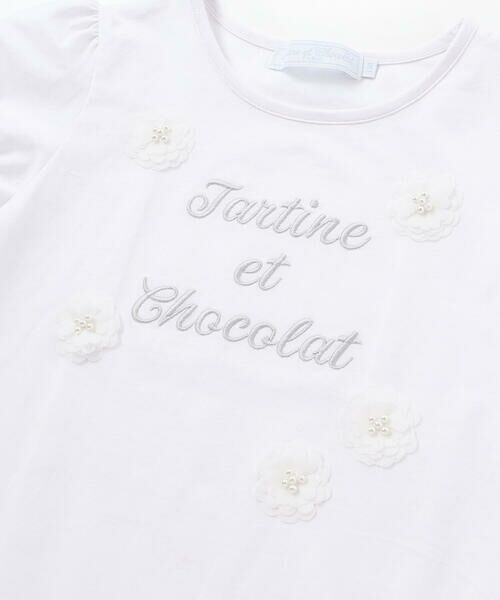Tartine et Chocolat / タルティーヌ エ ショコラ Tシャツ | ベア天竺 フラワーモチーフ ロゴ刺しゅうTシャツ(100~140cm) | 詳細12