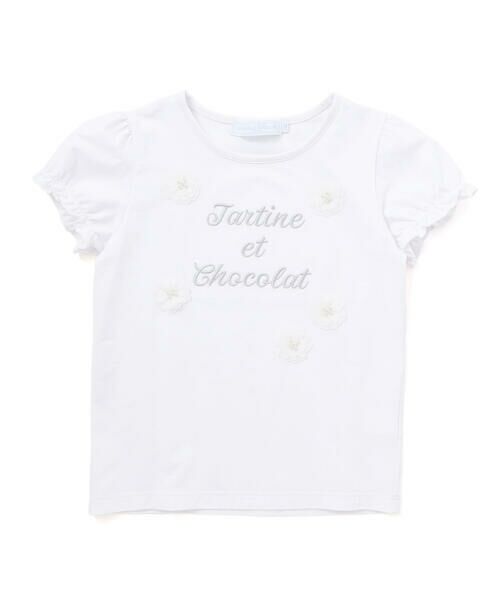 Tartine et Chocolat / タルティーヌ エ ショコラ Tシャツ | ベア天竺 フラワーモチーフ ロゴ刺しゅうTシャツ(100~140cm) | 詳細18