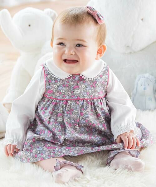 Tartine et Chocolat / タルティーヌ エ ショコラ ベビー・キッズウエア | 【日本製】【お揃い】リバティプリント（PETAL & DAISY）ワンピース＆ブルマセット ベビー (70〜90cm)（ピンク系）