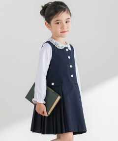 Tartine et Chocolat / タルティーヌ エ ショコラ ミニ丈・ひざ丈ワンピース | サイドプリーツ切替ジャンパースカート(90~140cm)