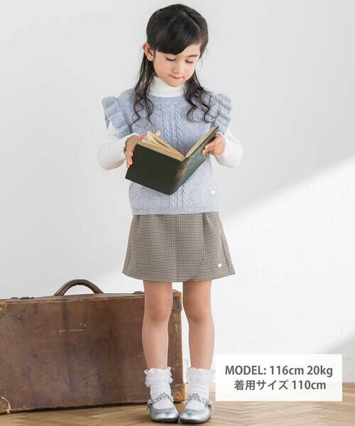 Tartine et Chocolat / タルティーヌ エ ショコラ ショート・ハーフ・半端丈パンツ | 千鳥チェック ラップスカート風ショートパンツ(90~140cm) | 詳細1
