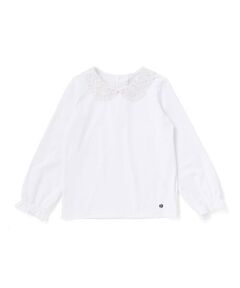 Tartine et Chocolat / タルティーヌ エ ショコラ Tシャツ | フラワーレース襟 ベア天竺長袖Tシャツ(90~140cm)