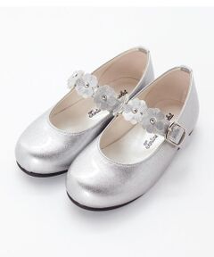 Tartine et Chocolat / タルティーヌ エ ショコラ フラットシューズ | 【日本製】グリッター フラワーモチーフ ストラップシューズ(16~20cm)
