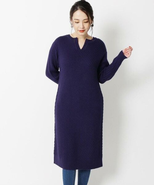 キーネック編地変化ニットワンピ ミニ丈 ひざ丈ワンピース The Shop Tk ザ ショップ ティーケー ファッション通販 タカシマヤファッションスクエア