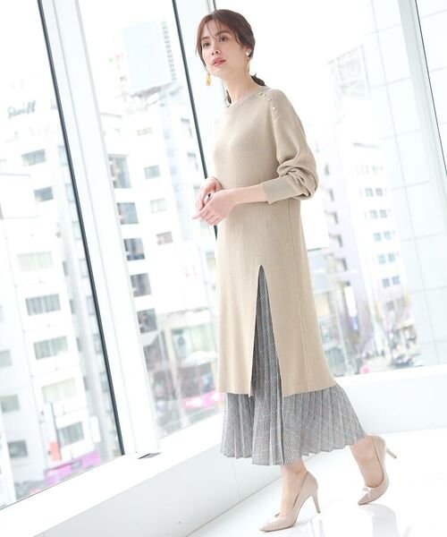 セール スウェットライクスリットワンピース 通勤 Onstyle ミニ丈 ひざ丈ワンピース The Shop Tk ザ ショップ ティーケー ファッション通販 タカシマヤファッションスクエア