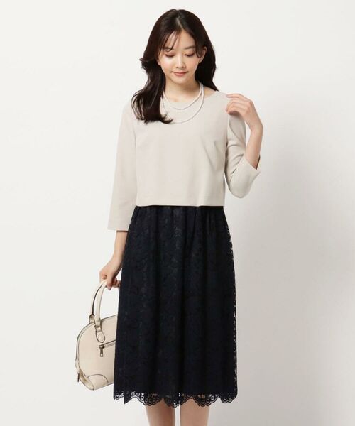 セール 美シルエットレースドッキングワンピース ミニ丈 ひざ丈ワンピース The Shop Tk ザ ショップ ティーケー ファッション通販 タカシマヤファッションスクエア