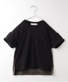 【100-140】ストライプドッキングTシャツ
