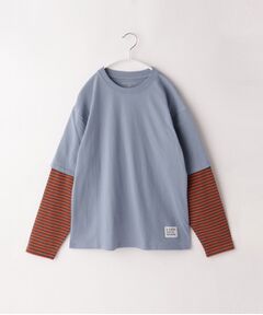 【150－160】袖フェイクレイヤードTシャツ/お家で洗える！