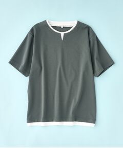 【ブランド定番／1枚でコーデが決まる！】ポンチキーネック半袖Tシャツ