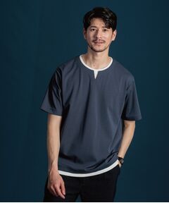 ポンチキーネック半袖Tシャツ