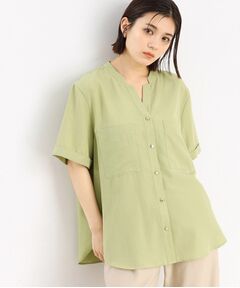 【新色3COL入荷！/魅せる体型カバー服】Wポケット6分袖シャツ/洗える