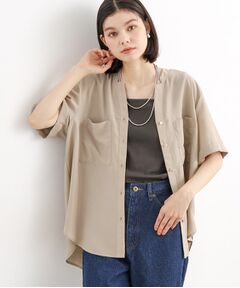 【新色3COL入荷！/魅せる体型カバー服】Wポケット6分袖シャツ/洗える