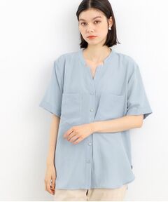 【新色3COL入荷！/魅せる体型カバー服】Wポケット6分袖シャツ/洗える