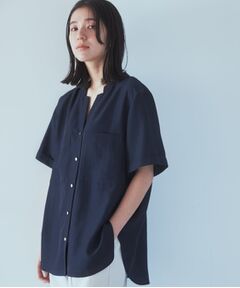 【新色3COL入荷！/魅せる体型カバー服】Wポケット6分袖シャツ/洗える