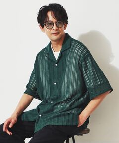 【メッシュシャツ＋半袖Tシャツ セットアイテム】レースシアールーズ半袖シャツ