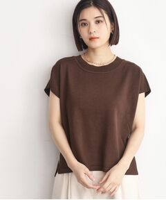 【UVケア/さらりと柔らかい/洗える】フレンチスリーブニットTEE