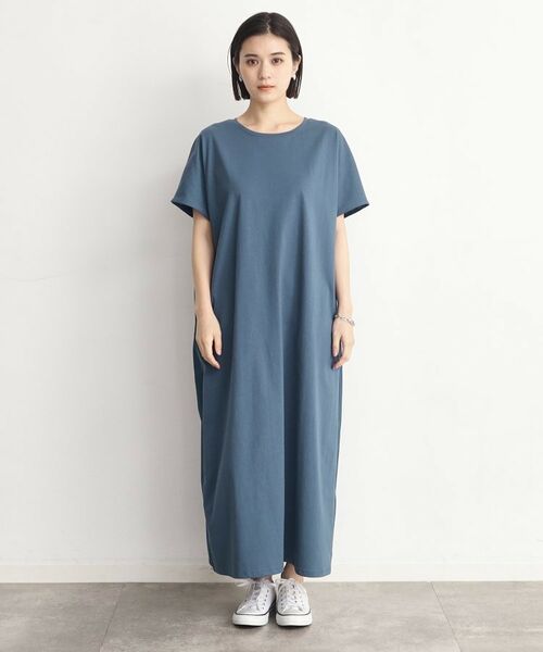 THE SHOP TK / ザ ショップ ティーケー ロング・マキシ丈ワンピース | バックギャザー切り替えワンピース【洗える】 | 詳細1