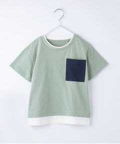 【110－160/6色展開】配色ポケットTEE