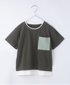 【110－160/6色展開】配色ポケットTEE