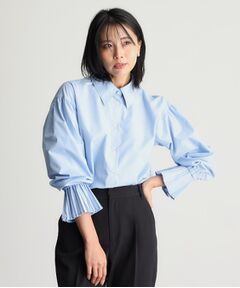 【ONOFF活躍/セレモニー/通勤】袖プリーツバックシャーリングシャツ/洗える