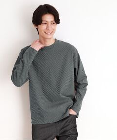 THE SHOP TK / ザ ショップ ティーケー Tシャツ | リンクスジャカード長袖Tシャツ ON／OFF兼用