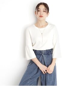 THE SHOP TK / ザ ショップ ティーケー ニット・セーター | 【接触冷感/体型カバー】7分袖フレアニット/洗濯機OK/ＵＶケア