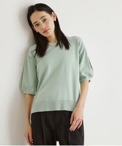 THE SHOP TK / ザ ショップ ティーケー ニット・セーター | 【接触冷感/体型カバー】袖タック6分袖ニット/洗濯機OK/UVケア