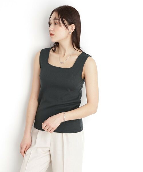 THE SHOP TK / ザ ショップ ティーケー キャミソール・チューブトップ | 【前後2WAY】スクエアリブタンク/洗える | 詳細13