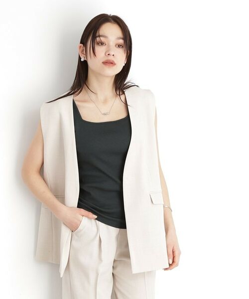 THE SHOP TK / ザ ショップ ティーケー キャミソール・チューブトップ | 【前後2WAY】スクエアリブタンク/洗える | 詳細14