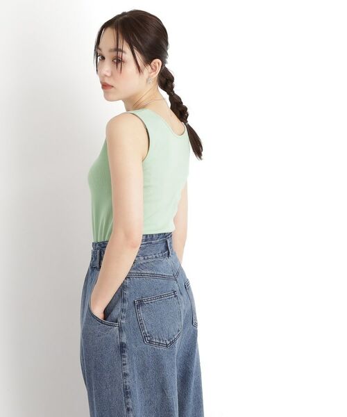 THE SHOP TK / ザ ショップ ティーケー キャミソール・チューブトップ | 【前後2WAY】スクエアリブタンク/洗える | 詳細2