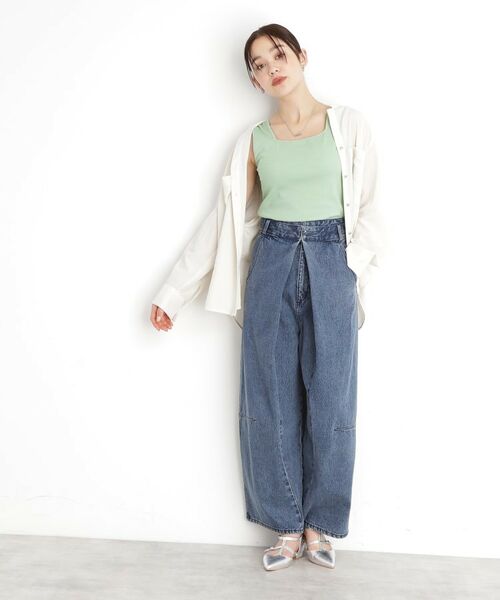 THE SHOP TK / ザ ショップ ティーケー キャミソール・チューブトップ | 【前後2WAY】スクエアリブタンク/洗える | 詳細3