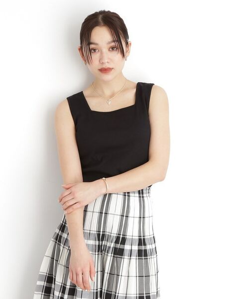 THE SHOP TK / ザ ショップ ティーケー キャミソール・チューブトップ | 【前後2WAY】スクエアリブタンク/洗える | 詳細9