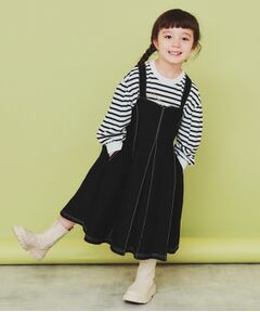 THE SHOP TK / ザ ショップ ティーケー ミニ丈・ひざ丈ワンピース | 【110－150】タックジャンスカ/ママとおそろい・洗濯機OK