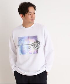 THE SHOP TK / ザ ショップ ティーケー Tシャツ | フラワー刺繍＋グラフィックロングTシャツ