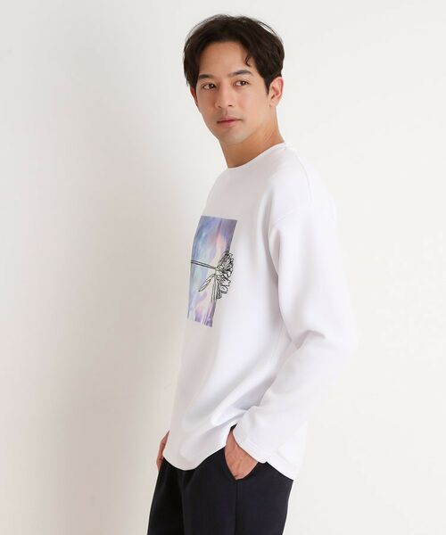 THE SHOP TK / ザ ショップ ティーケー Tシャツ | フラワー刺繍＋グラフィックロングTシャツ | 詳細1