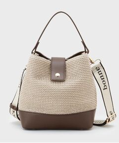 THE SHOP TK / ザ ショップ ティーケー ショルダーバッグ | 合皮×雑材コンビバック【ロゴベルト付】