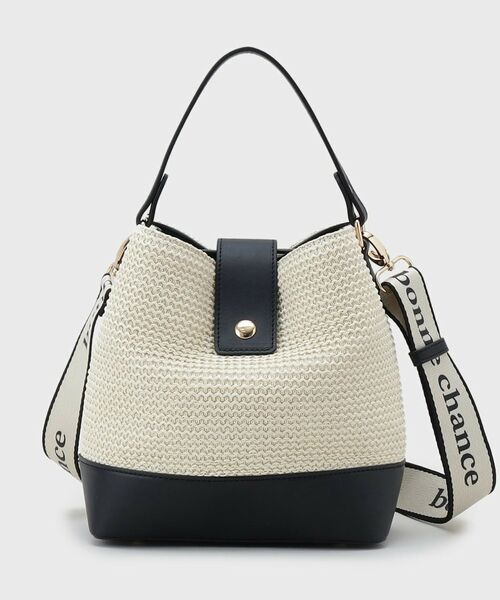 THE SHOP TK / ザ ショップ ティーケー ショルダーバッグ | 合皮×雑材コンビバック【ロゴベルト付】 | 詳細1