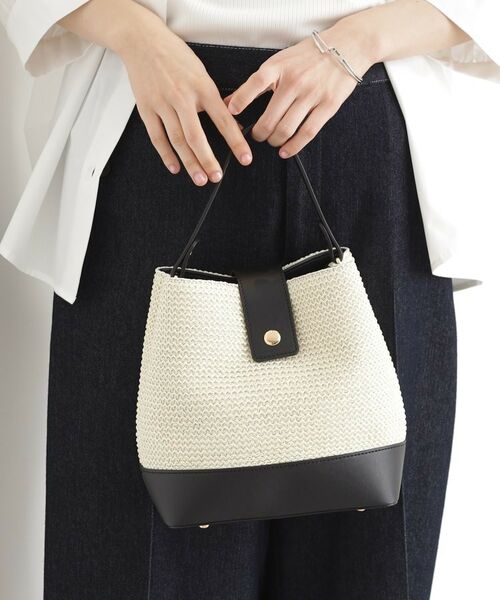 THE SHOP TK / ザ ショップ ティーケー ショルダーバッグ | 合皮×雑材コンビバック【ロゴベルト付】 | 詳細13