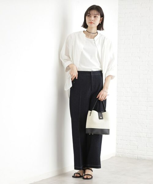 THE SHOP TK / ザ ショップ ティーケー ショルダーバッグ | 合皮×雑材コンビバック【ロゴベルト付】 | 詳細14