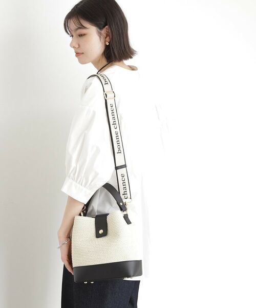 THE SHOP TK / ザ ショップ ティーケー ショルダーバッグ | 合皮×雑材コンビバック【ロゴベルト付】 | 詳細15