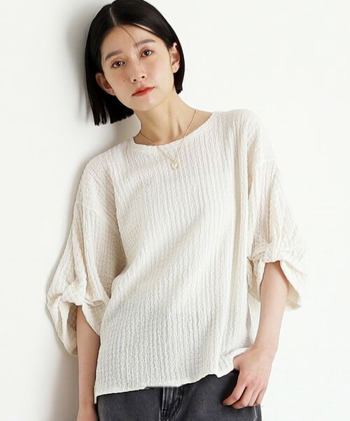 THE SHOP TK / ザ ショップ ティーケー カットソー | ポコポコ袖タックプルオーバー【洗濯機OK】 | 詳細3