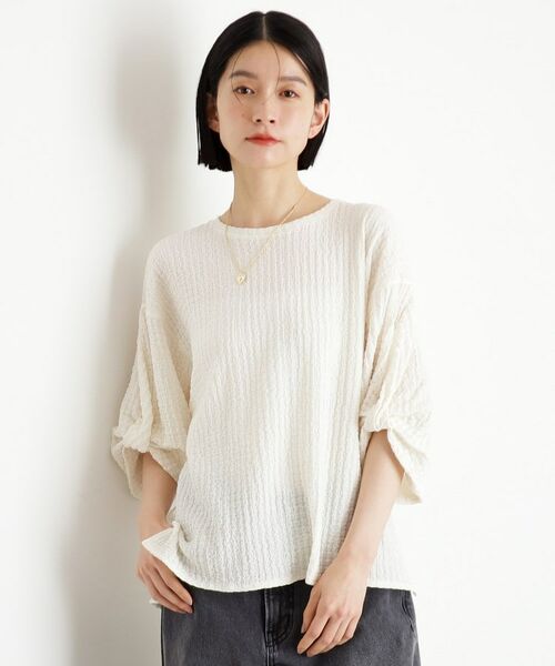 THE SHOP TK / ザ ショップ ティーケー カットソー | ポコポコ袖タックプルオーバー【洗濯機OK】 | 詳細4