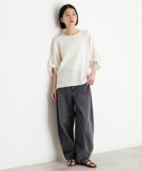 THE SHOP TK / ザ ショップ ティーケー カットソー | ポコポコ袖タックプルオーバー【洗濯機OK】 | 詳細7