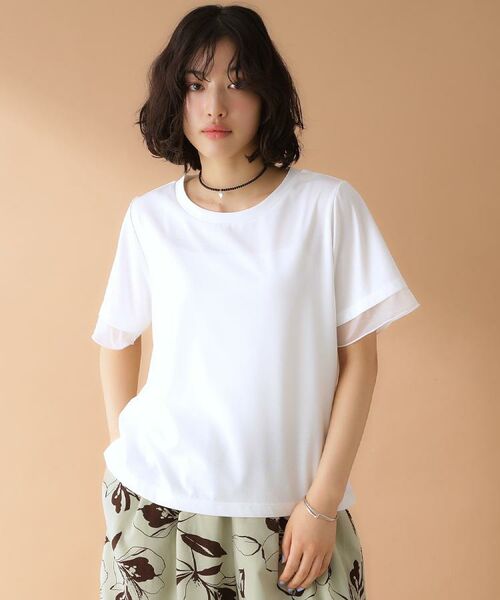 THE SHOP TK / ザ ショップ ティーケー Tシャツ | 袖シアーTシャツ【接触冷感/洗濯機OK】 | 詳細1