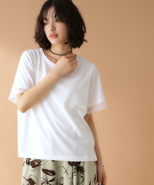 THE SHOP TK / ザ ショップ ティーケー Tシャツ | 袖シアーTシャツ【接触冷感/洗濯機OK】 | 詳細3